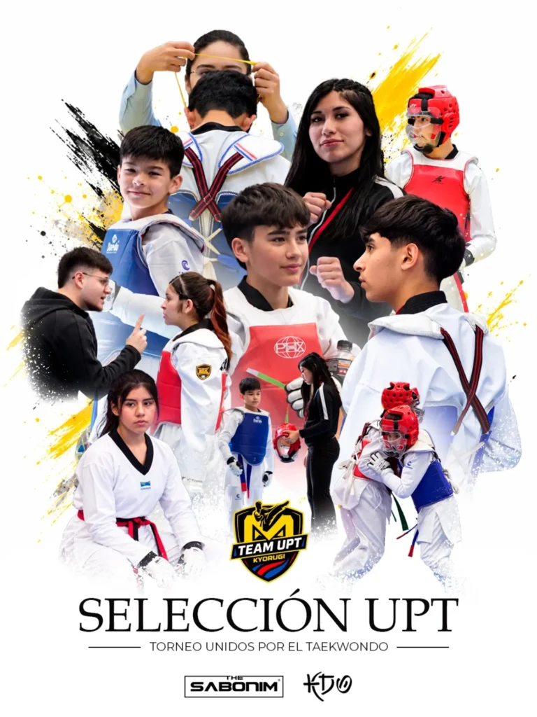 Collage de la selección UPT en el Torneo Unidos por el Taekwondo, con apoyo de The Sabonim